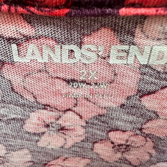 Lands End Ditsy Floral Red & Purple 3/4 Sleeve Tunic Top Spring 2X 20W-22W - Picture 5 of 6